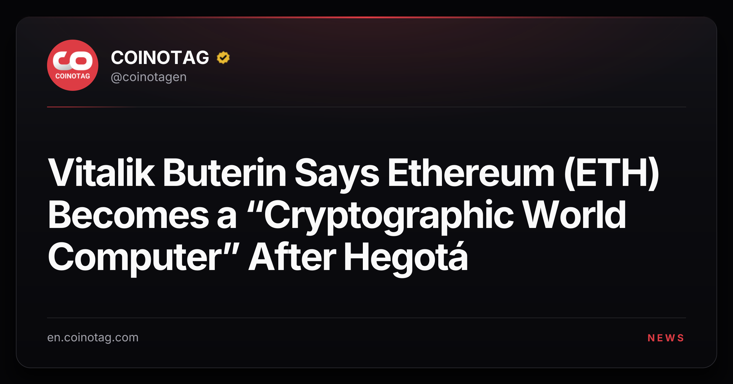 Vitalik Buterin Says Ethereum (ETH) Becomes a “Cryptographic World Computer” After Hegotá
