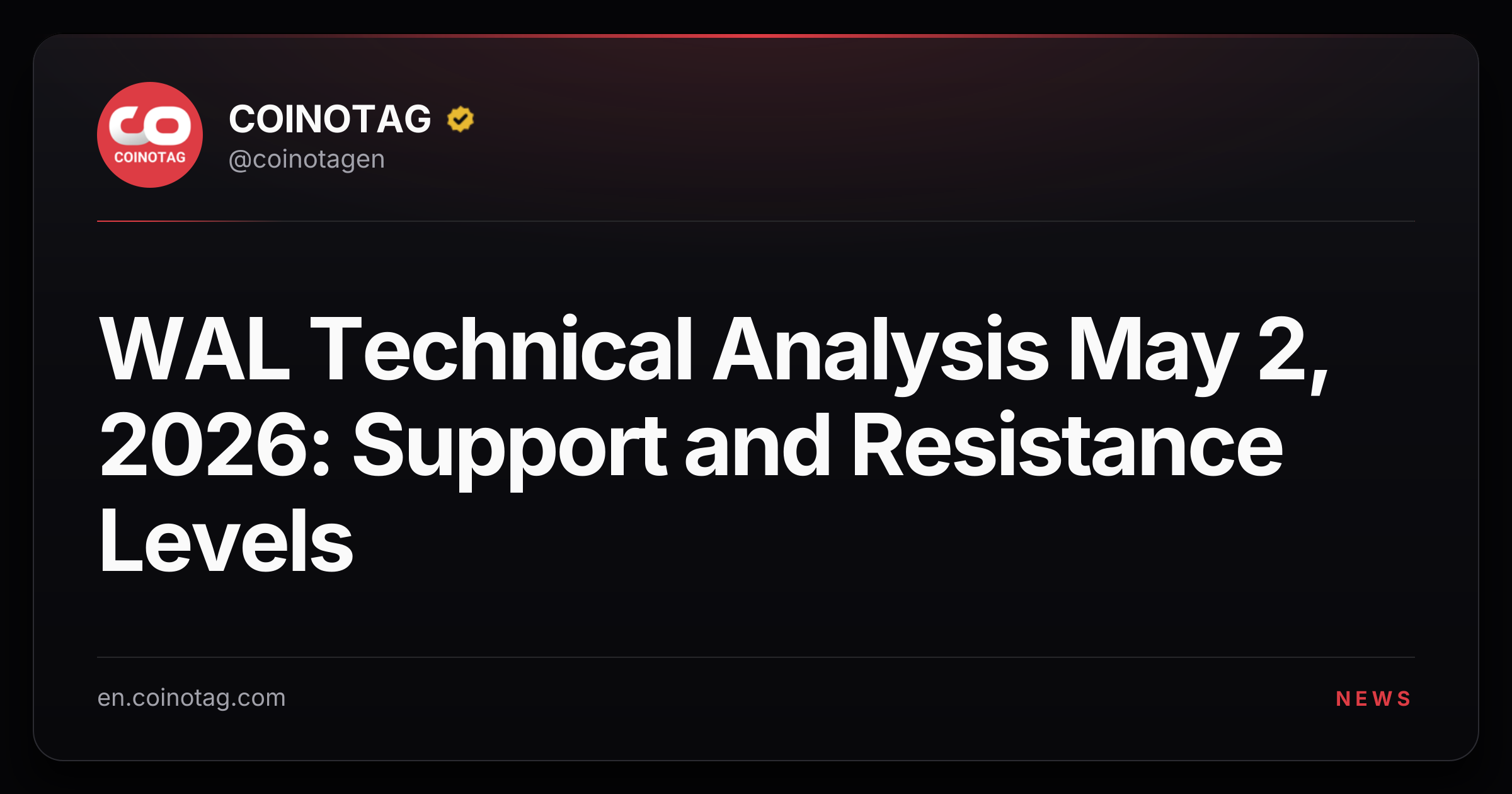WAL Technical Analysis May 2, 2026: Support and Resistance Levels