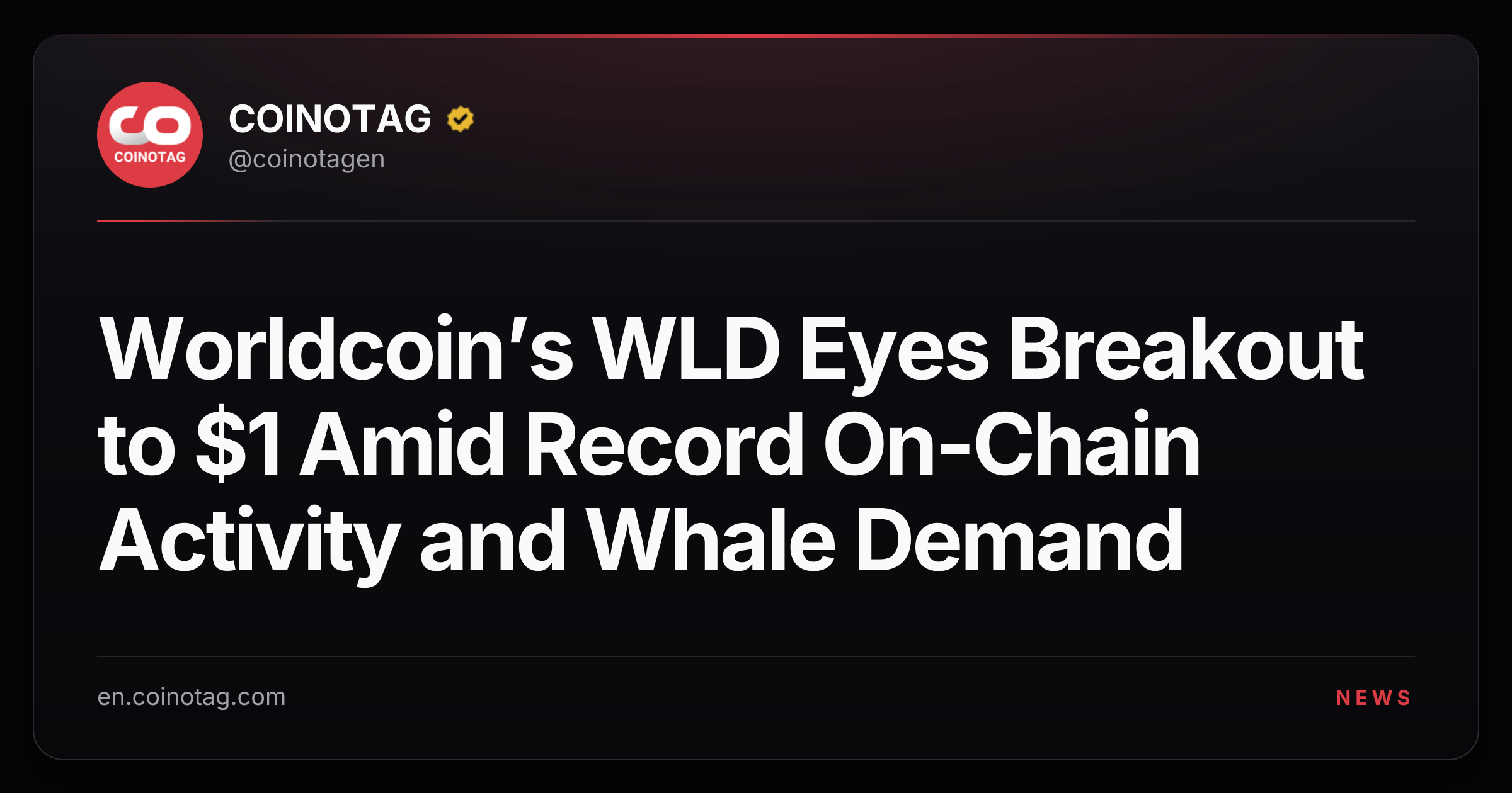 Worldcoin’s WLD Eyes Breakout to $1 Amid Record On-Chain Activity and Whale Demand