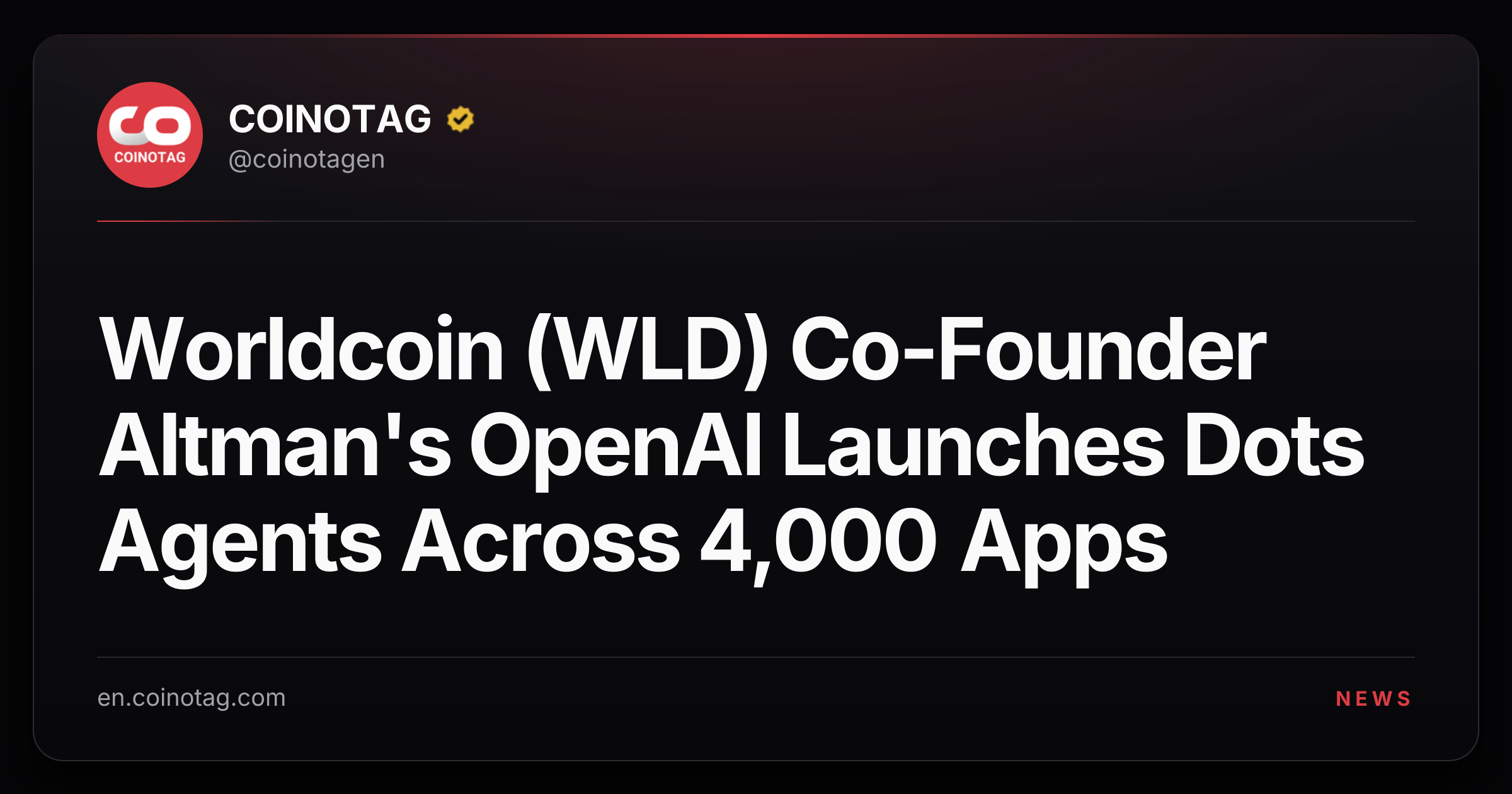 Worldcoin (WLD) Co-Founder Altman's OpenAI Launches Dots Agents Across 4,000 Apps
