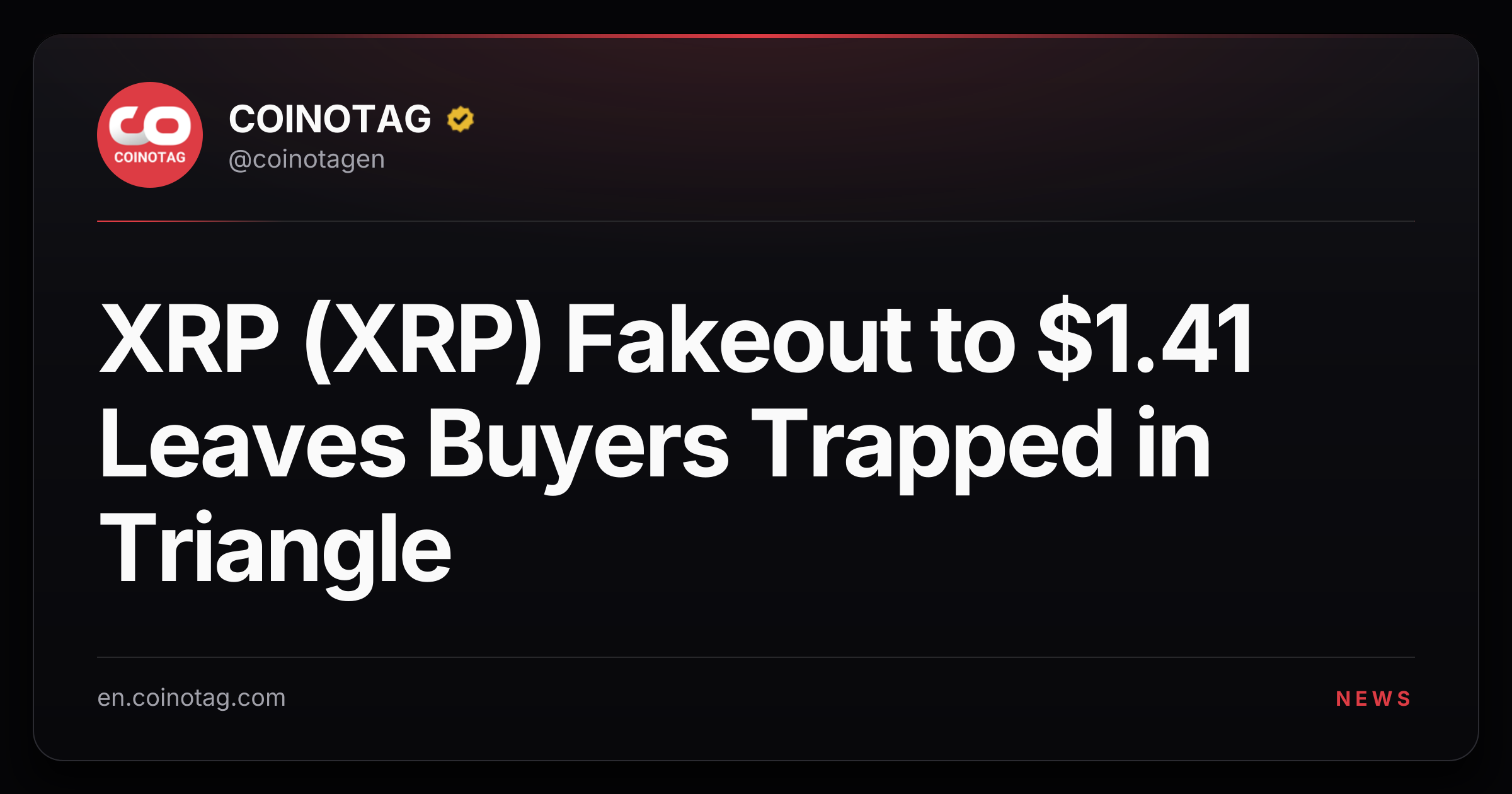 XRP (XRP) Fakeout to $1.41 Leaves Buyers Trapped in Triangle