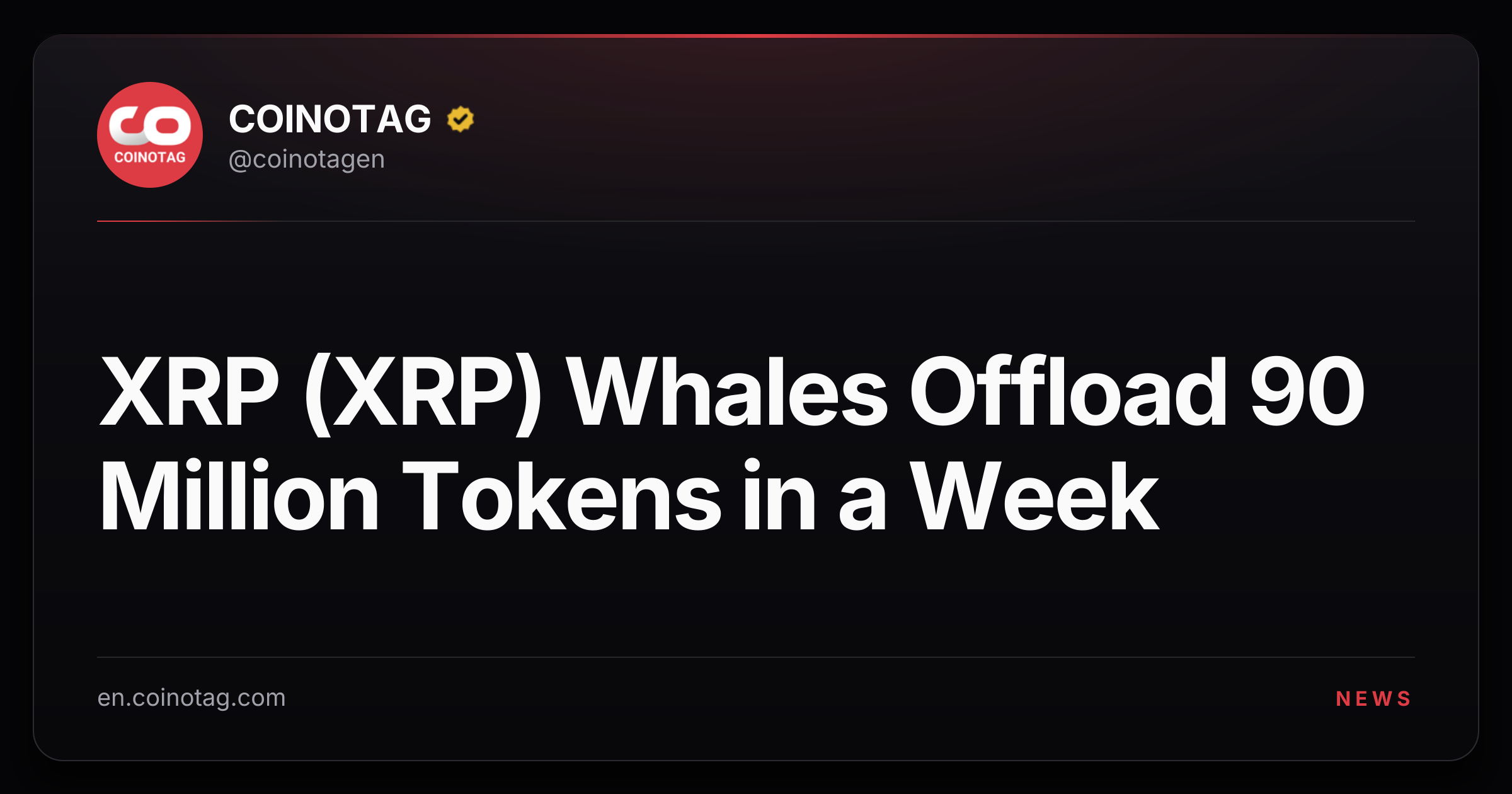 XRP (XRP) Whales Offload 90 Million Tokens in a Week