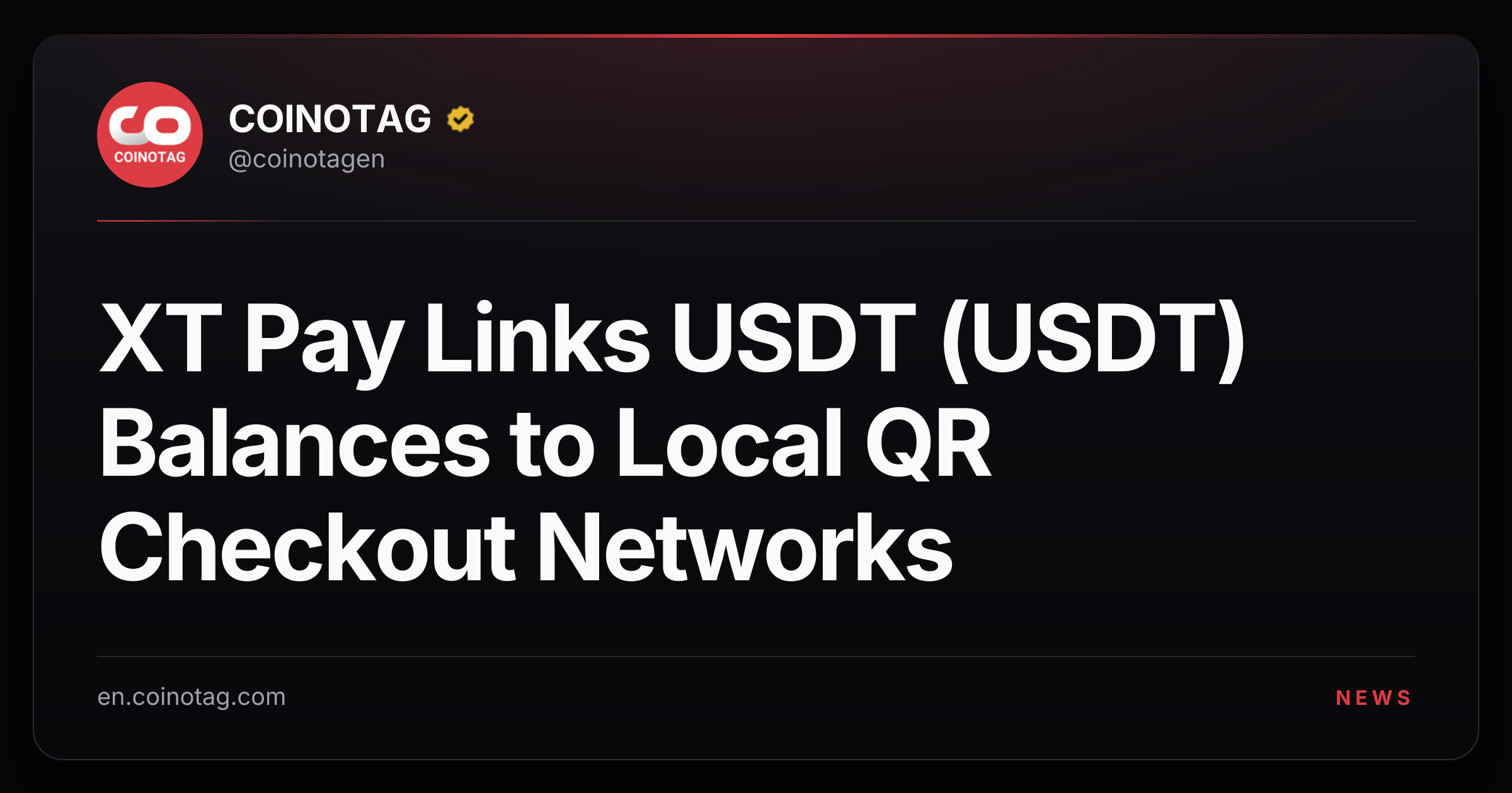 XT Pay Links USDT (USDT) Balances to Local QR Checkout Networks
