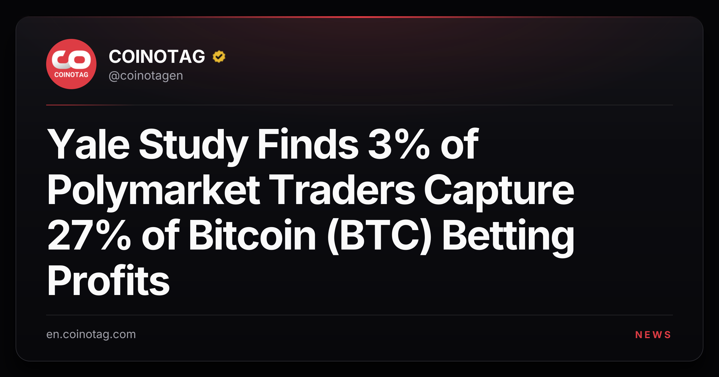 Yale Study Finds 3% of Polymarket Traders Capture 27% of Bitcoin (BTC) Betting Profits