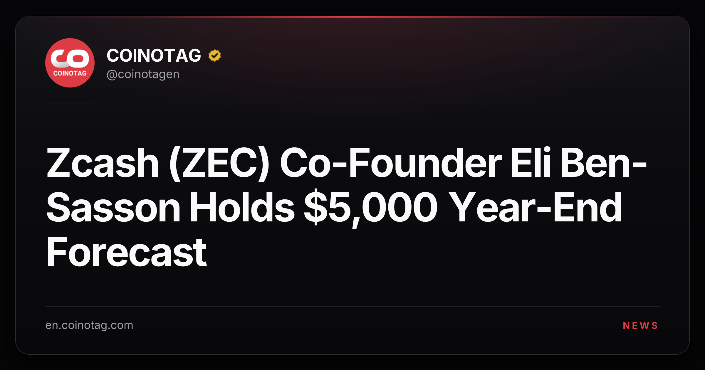Zcash (ZEC) Co-Founder Eli Ben-Sasson Holds $5,000 Year-End Forecast
