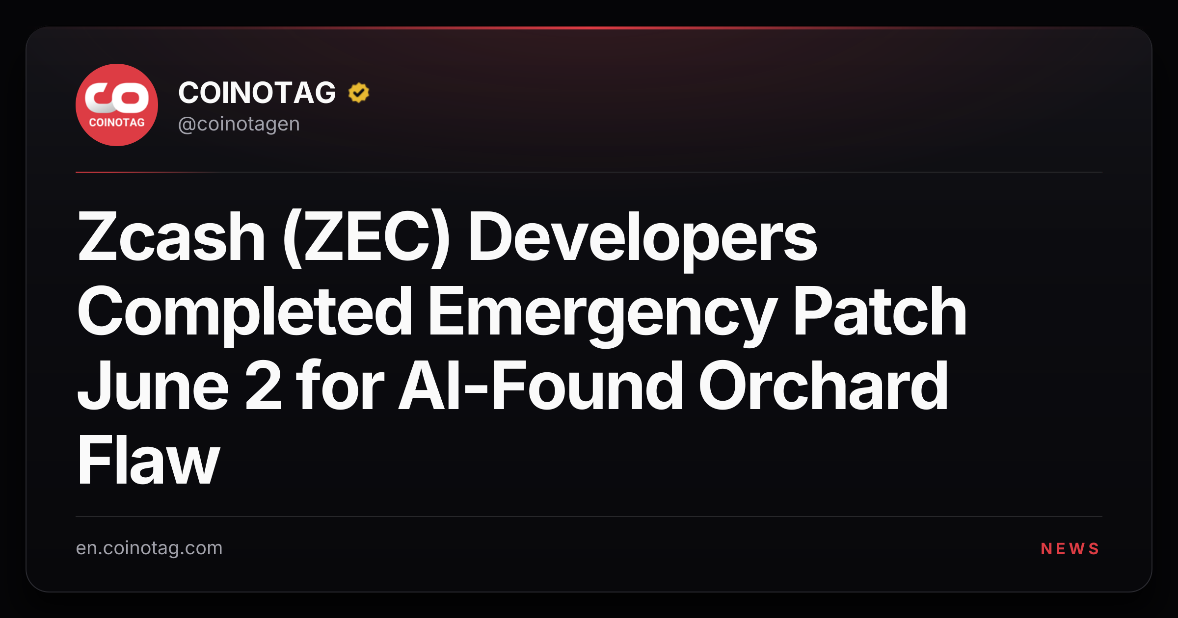 Zcash (ZEC) Developers Completed Emergency Patch June 2 for AI-Found Orchard Flaw