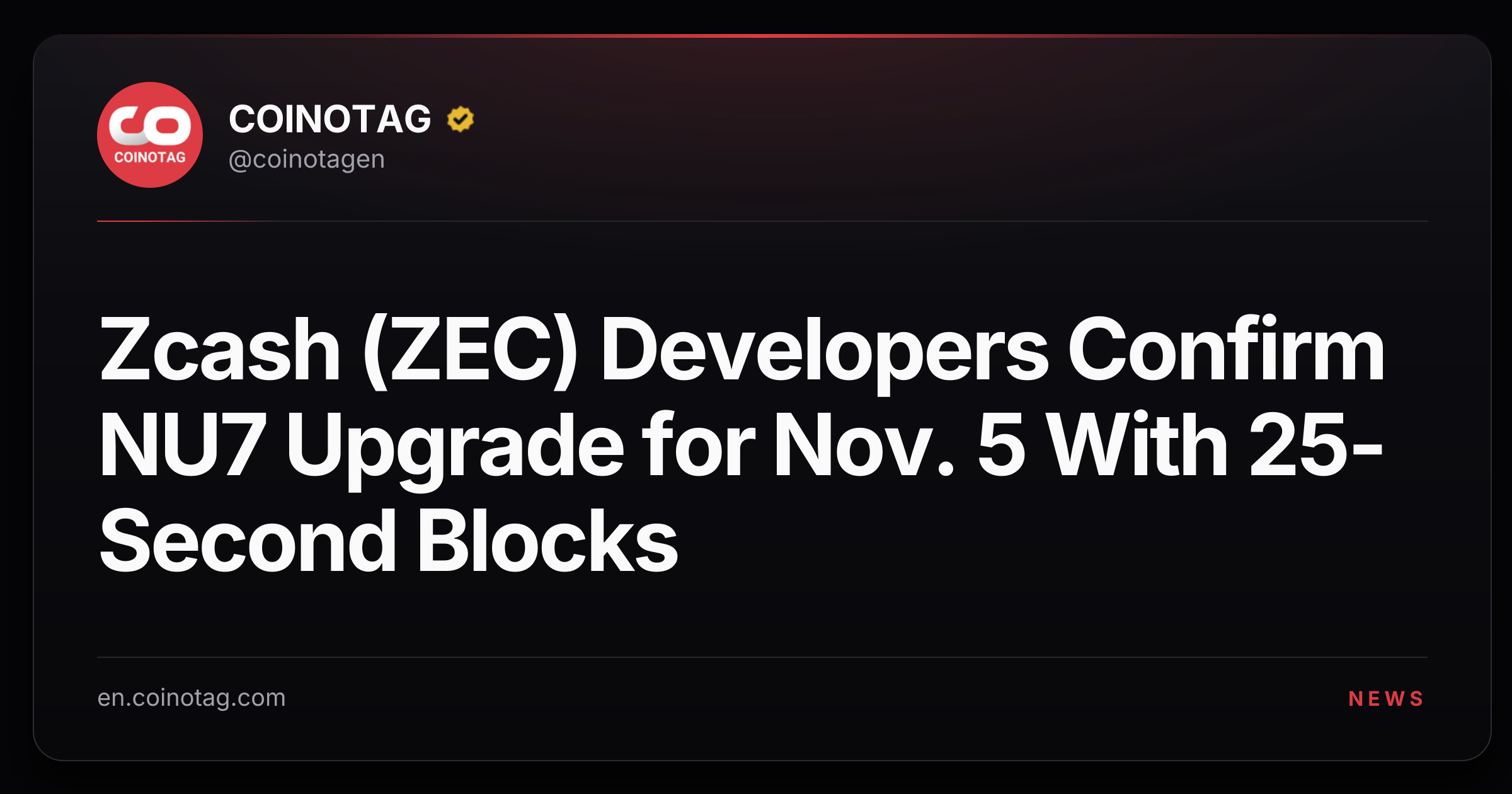 Zcash (ZEC) Developers Confirm NU7 Upgrade for Nov. 5 With 25-Second Blocks