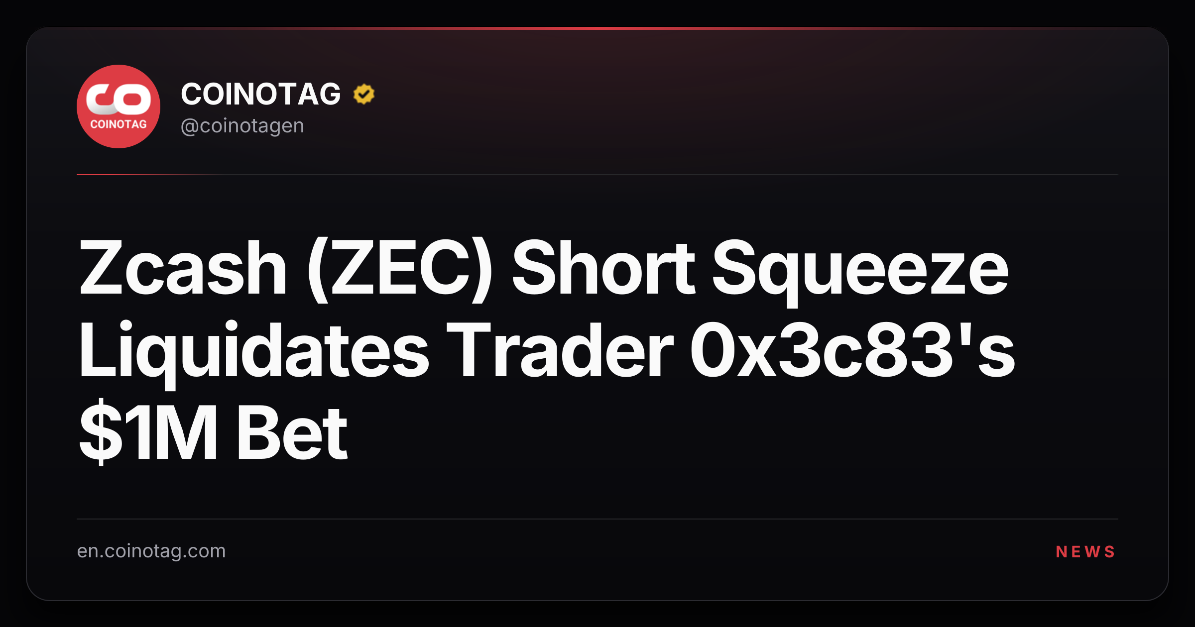 Zcash (ZEC) Short Squeeze Liquidates Trader 0x3c83's $1M Bet
