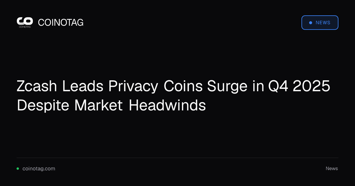 Zcash Leads Privacy Coins Surge in Q4 2025 Despite Market Headwinds