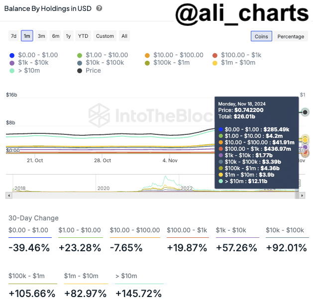 ADA Balance By Holding Chart