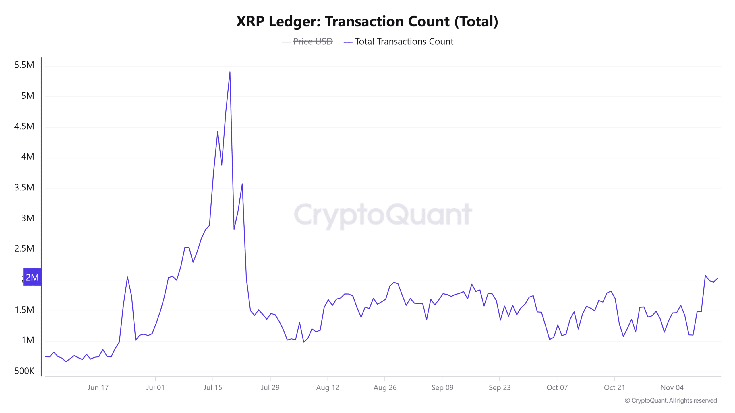 XRP transaction activity chart