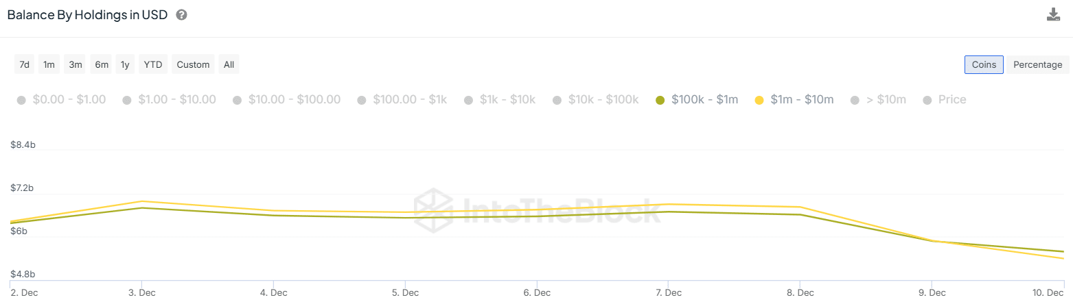 Cardano Whale Balances Chart