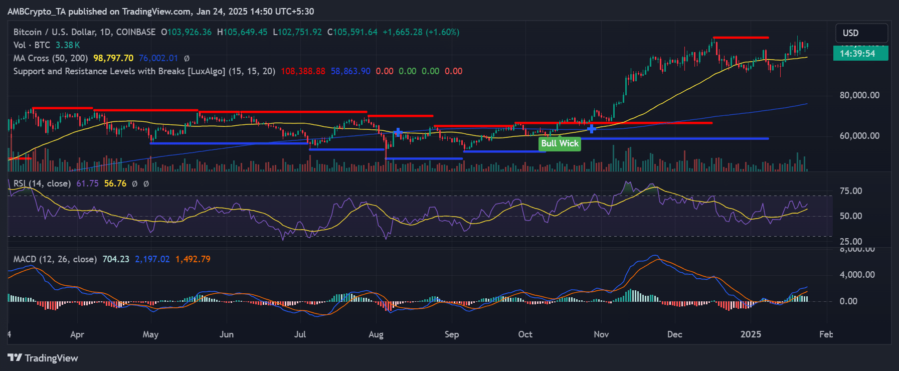 Bitcoin daily price trend