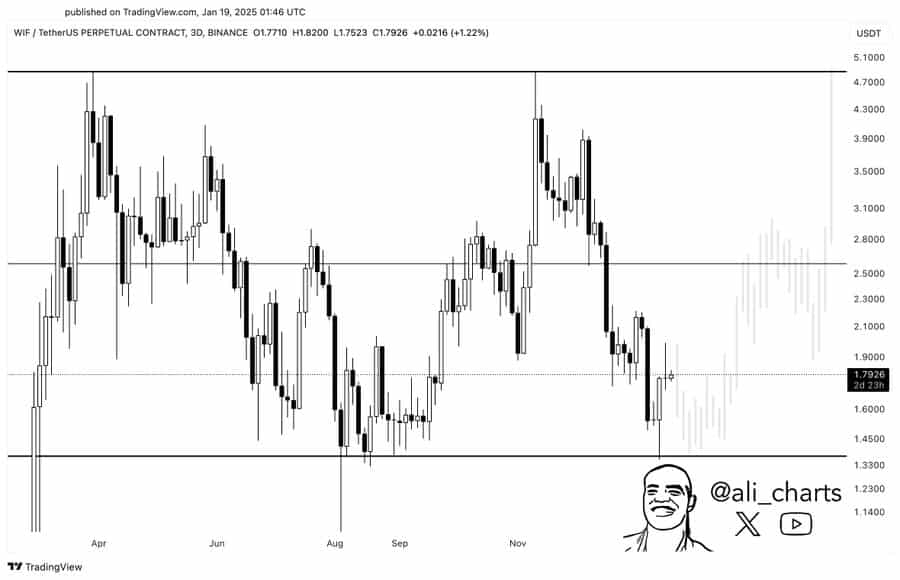 Trading chart showcasing WIF price action