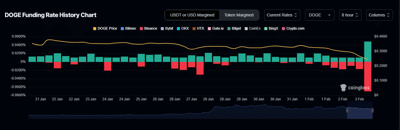 DOGE'nin finansman oranını gösteren grafik