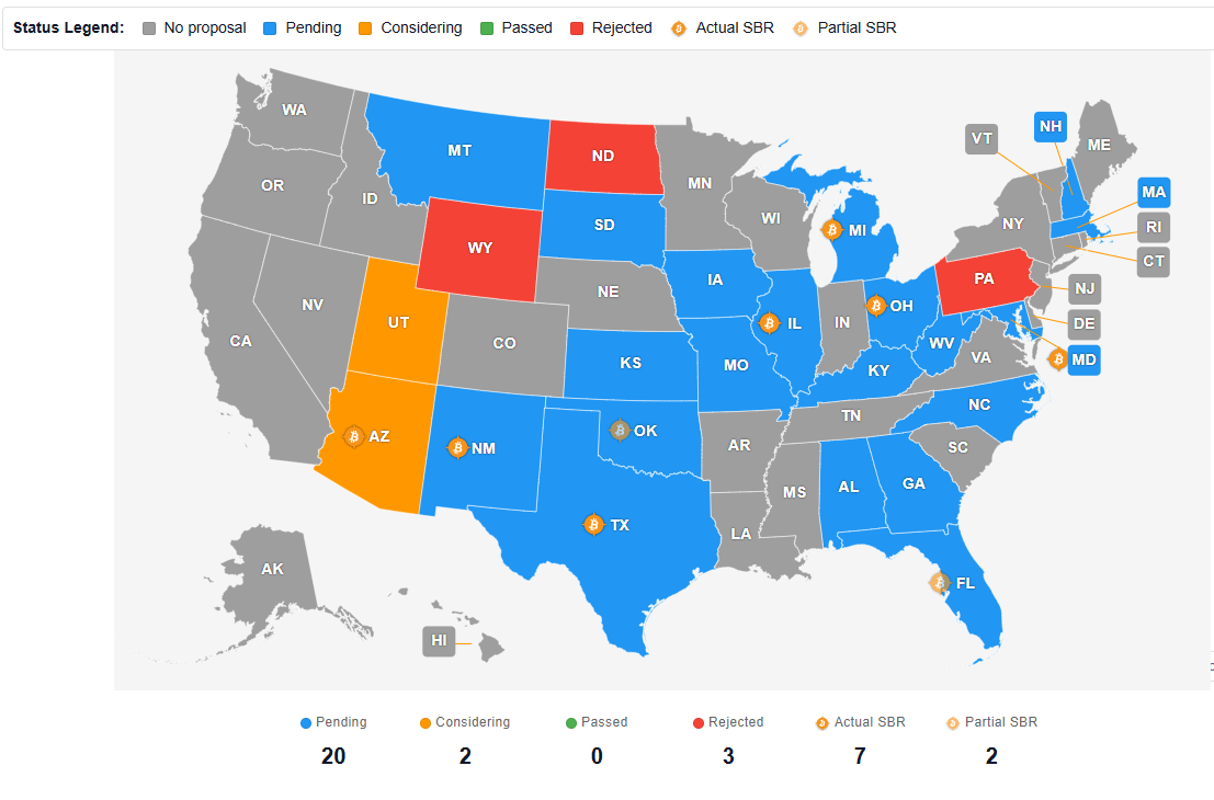 US States Bitcoin Reserve Legislative Moves.