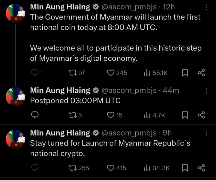 Myanmar’ın Junta Lideri Meme Coin Tanıtımı.