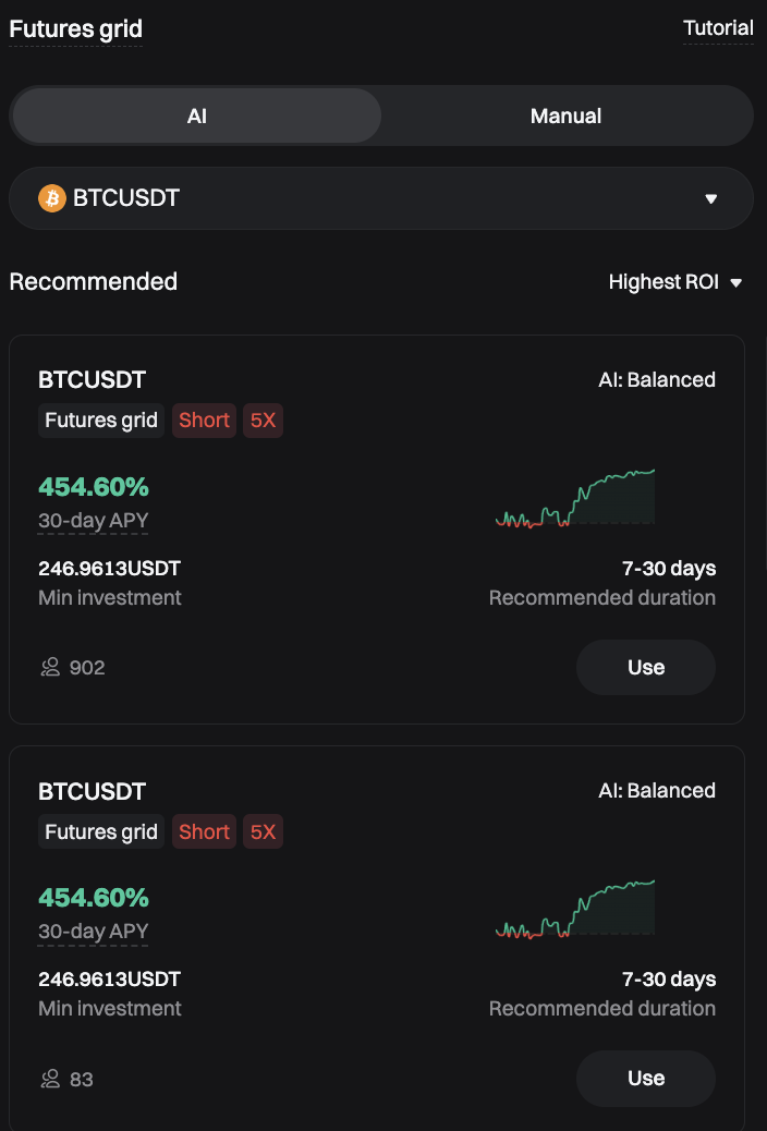 Futures grid: Bitget