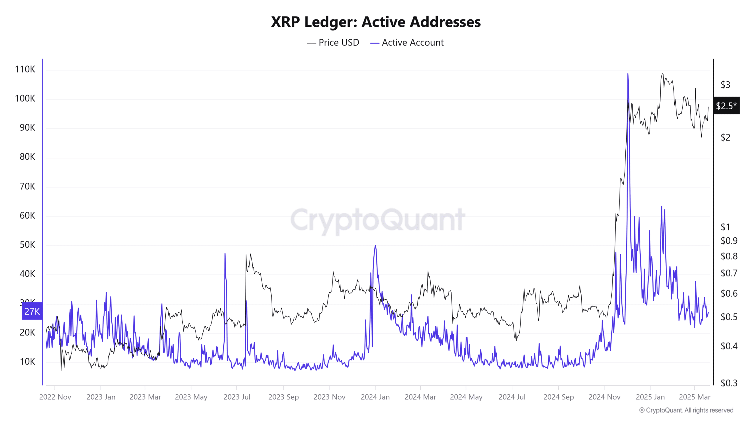 XRP Ledgerアクティブアドレスの成長