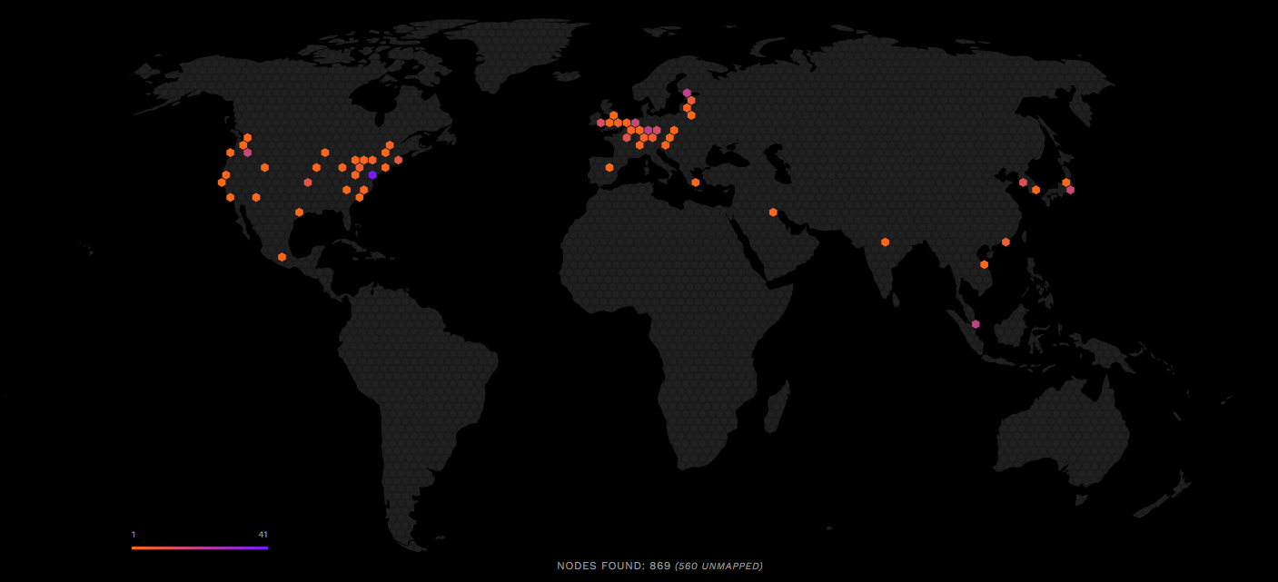 Global Map of All Active Nodes on the XRP Ledger