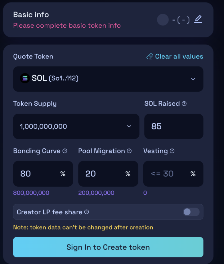 Ek token oluşturma detayları