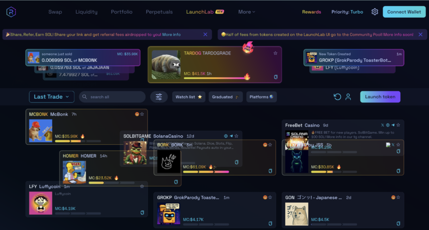 Raydium LaunchLab arayüzü: Raydium