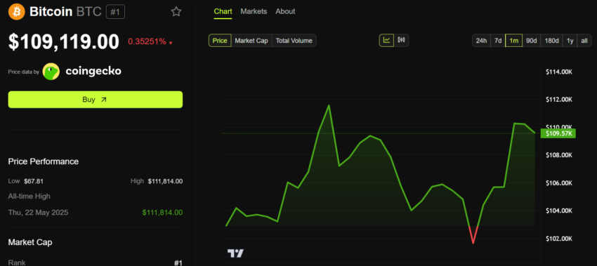 Bitcoin (BTC) Price Performance.