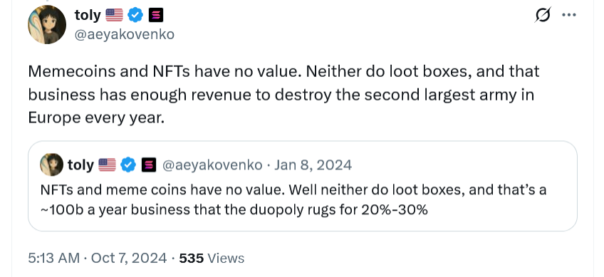 Anatoly Yakovenko's X posts Anatoly Yakovenko's X posts