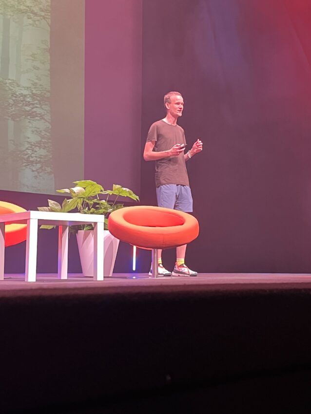 Vitalik Buterin speaking at ETHCC 2025