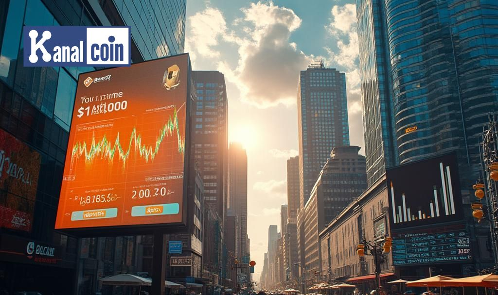 bitcoin cityscape milestone sunny day