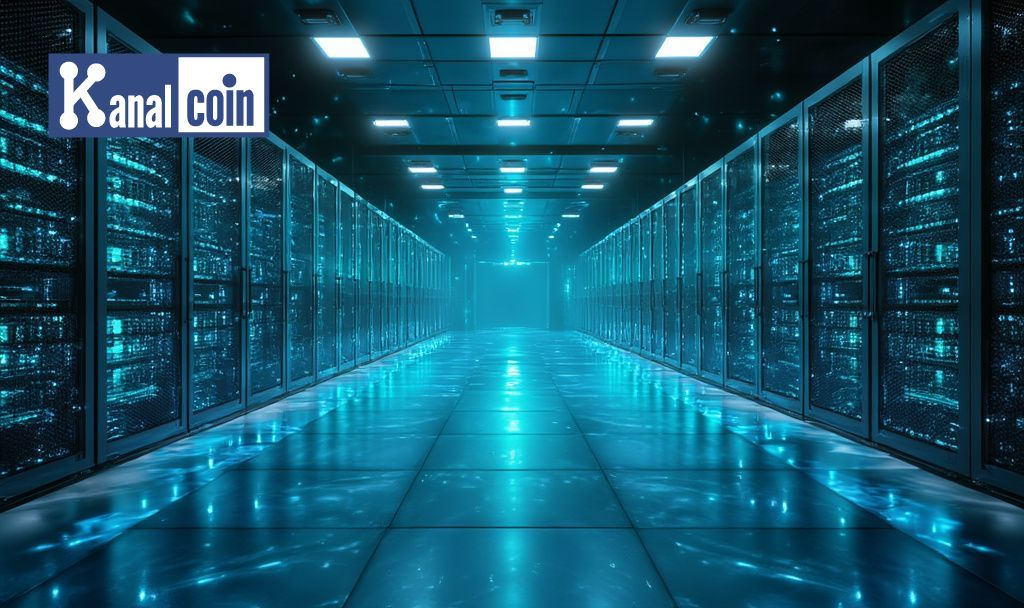 futuristic blockchain server room