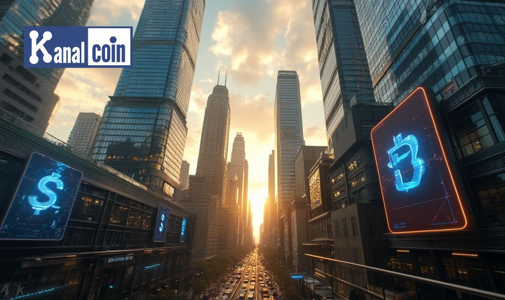 modern city crypto billboards