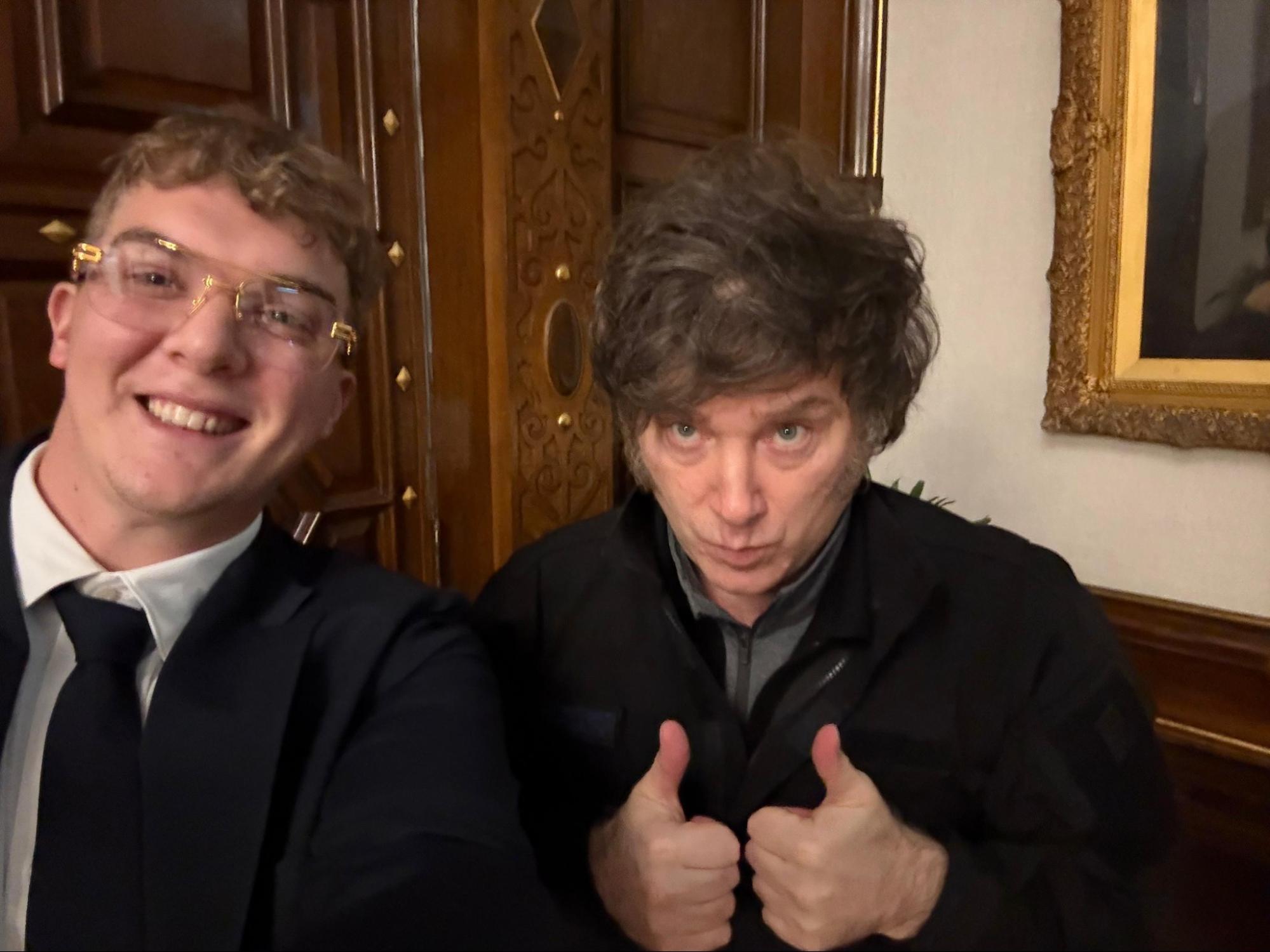 Davis (left) and Milei (right) meet in Buenos Aires. Source: Javier Milei