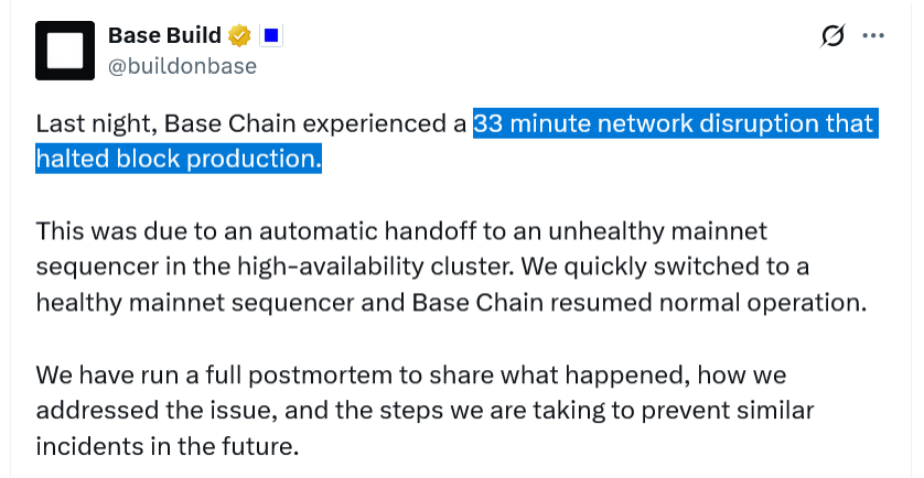 Base's 33-Minute Outage Highlights Centralization Risks and Future Improvements in Ethereum Layer-2 Blockchain 1 01987cab 7b65 7c63 a46f 57b0211ac140