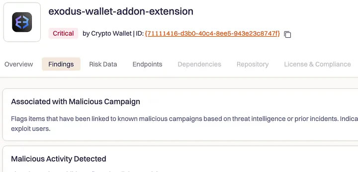 Malicious Exodus Wallet extension