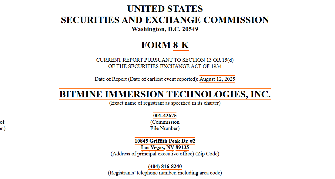 Corporate Ether Acquisition Gains Momentum as BitMine and SharpLink Target Significant Holdings Nearing Record Prices 1 BitMine SEC filing