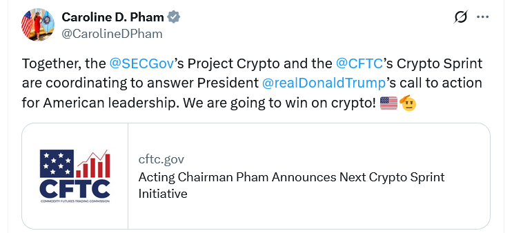 Caroline D. Pham speaking about CFTC crypto sprint