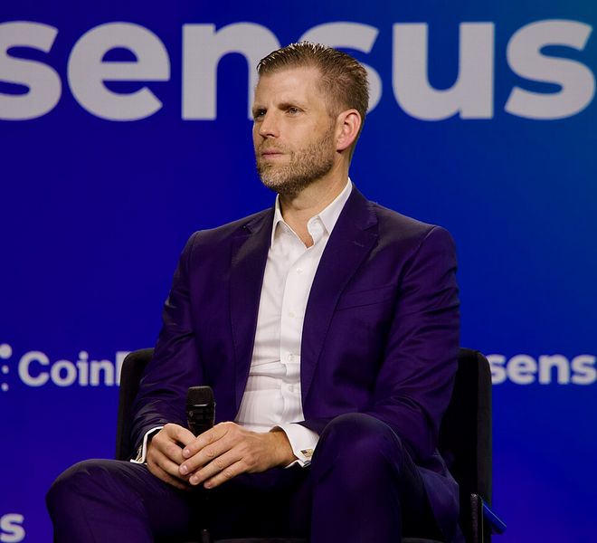 Eric Trump Says Post‑2021 Debanking Could Have Driven Trump Family Toward Bitcoin and Asset Tokenization 1 Eric Trump speaking at Consensus 2025
