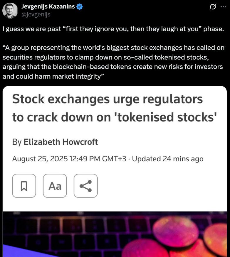 ESMA, IOSCO and WFE Urge SEC to Consider Tightening Oversight of Tokenized Stocks as Wall Street Interest Grows 1 0198e254 2cde 7fb3 a693 3517dece6c23