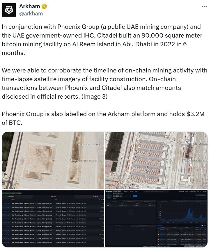 Satellite imagery corroborating facility construction