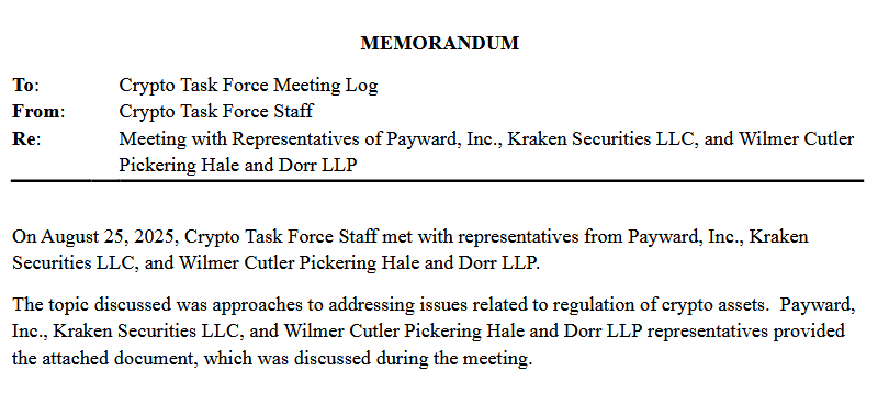 SEC memorandum noting meeting with Kraken