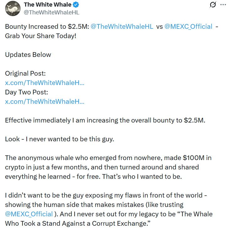 White Whale announcement screenshot