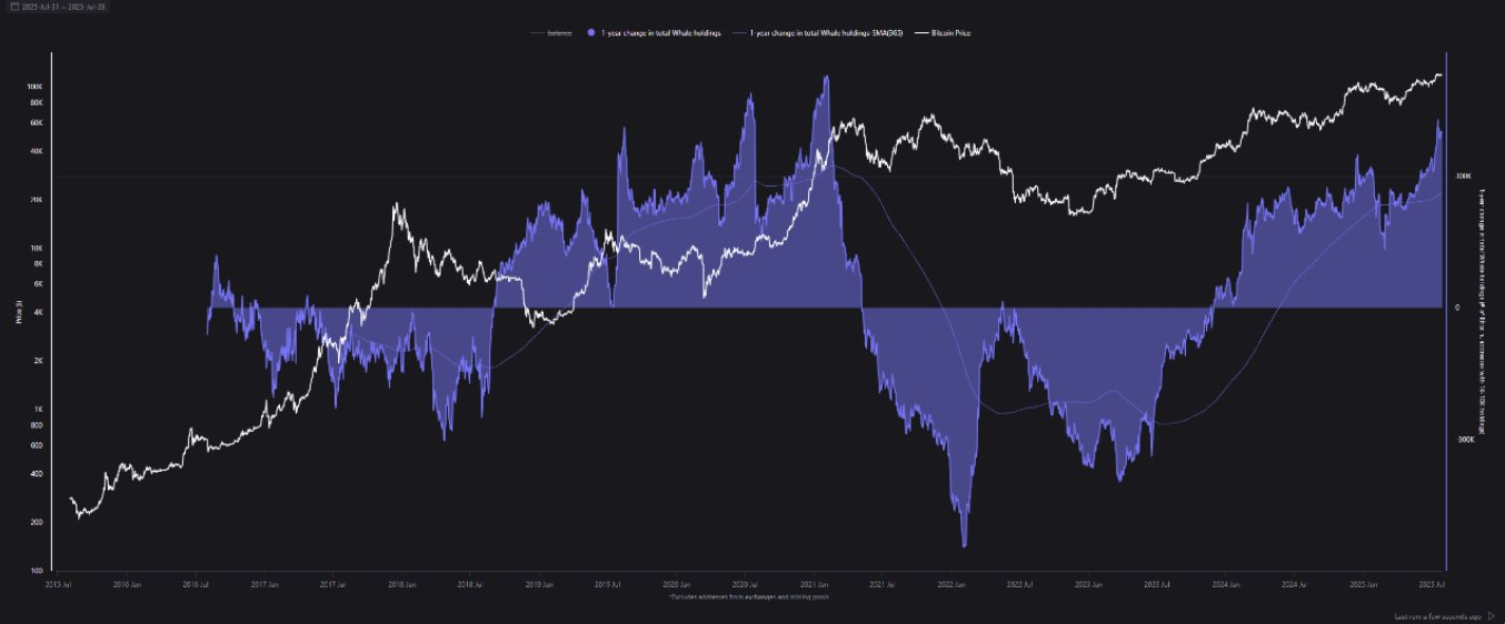Bitcoin Dominance Weakens Near 61.44% Amid Whale Accumulation, Suggesting Possible Altcoin Season 3 Whale accumulation chart from CryptoQuant
