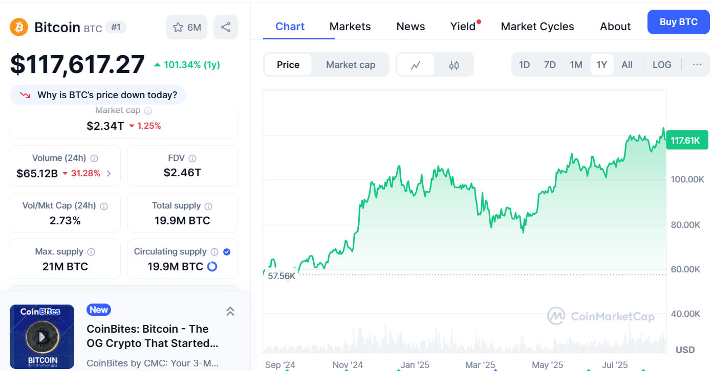 Bitcoin price chart
