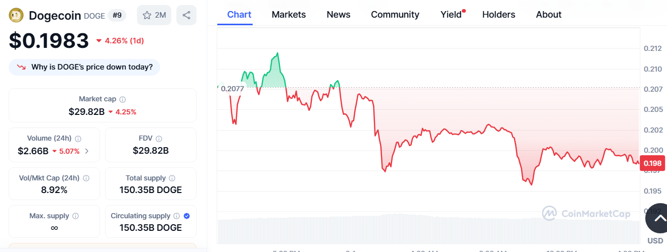 Dogecoin Market Data Chart
