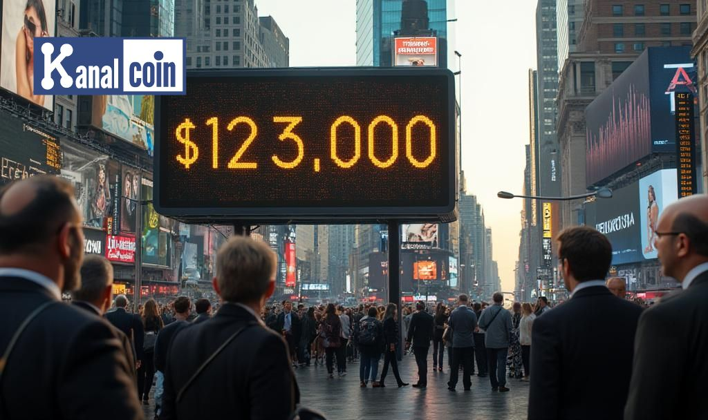Bitcoin price billboard in city