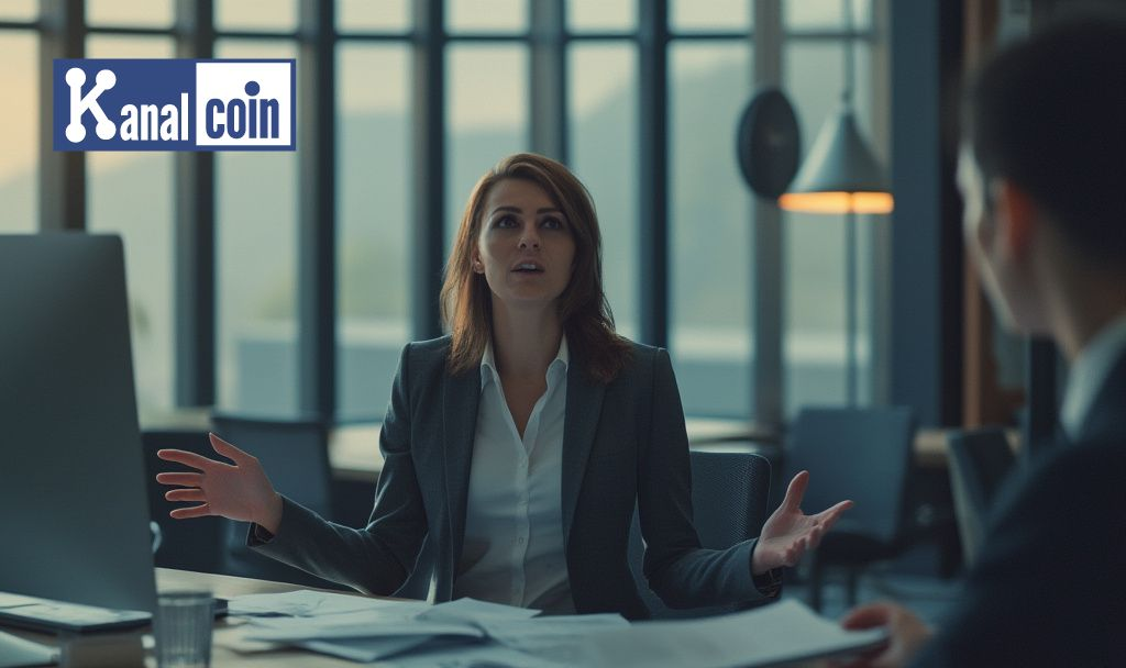 businesswoman crypto discussion