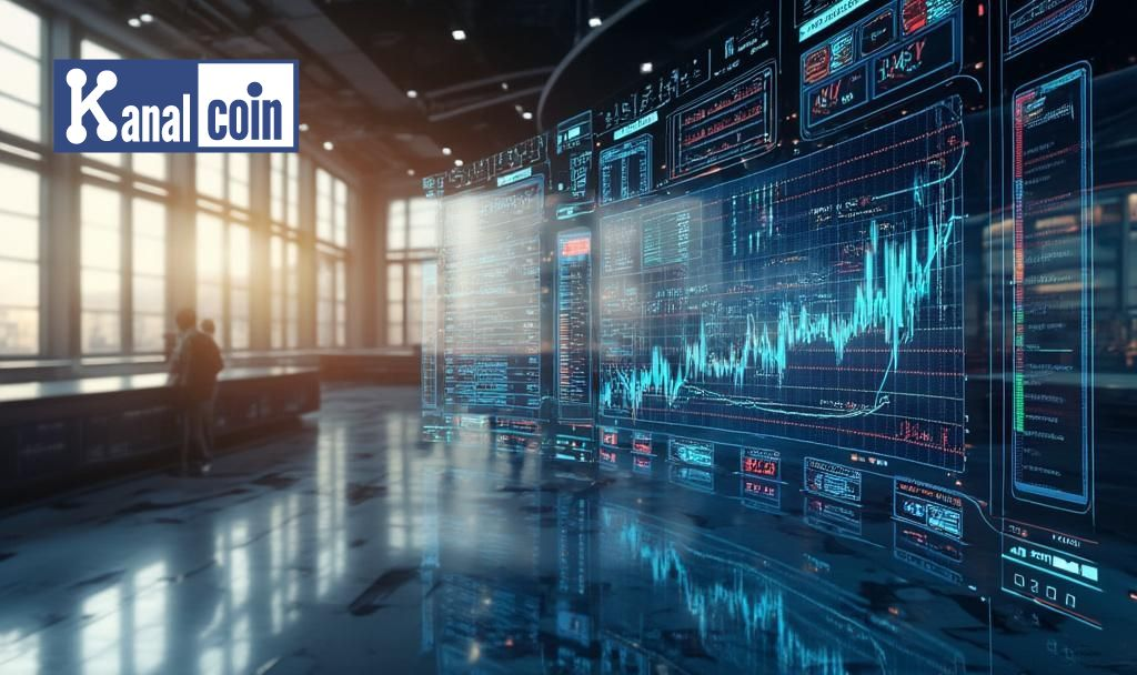 Futuristic stock exchange representing Chainlink Data Streams integration