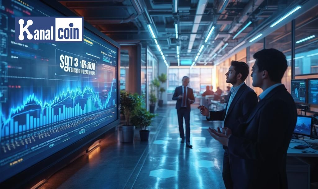 Futuristic stock market office