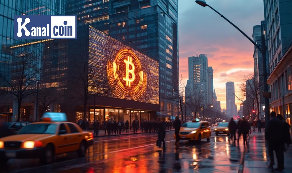 Strategy'nin Bitcoin Bağlantılı Tercihli Hisse IPO'su 2,5 Milyar Dolar Topladı, Kurumsal İlgi Artıyor 1 Modern bina ve Bitcoin ekranı